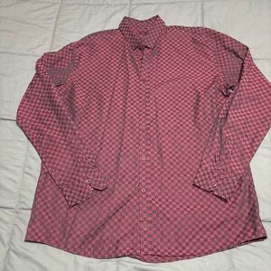 CHUXX Shirt Mens 2xL‎ Burgundy Black long  Sleeve Collared Button Up